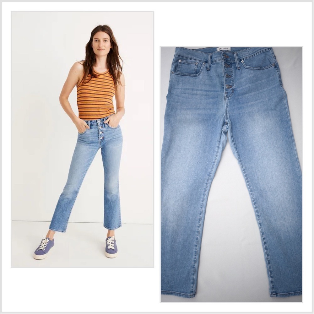 Madewell Cali Demi Boot Jeans Size 29 Button Fly HighRise Vintage-Inspired - Picture 2 of 13